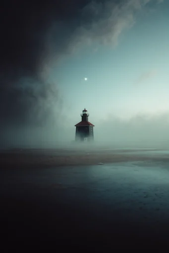 Atmospheric Cyan Solitude style reference image — cinematic desolation