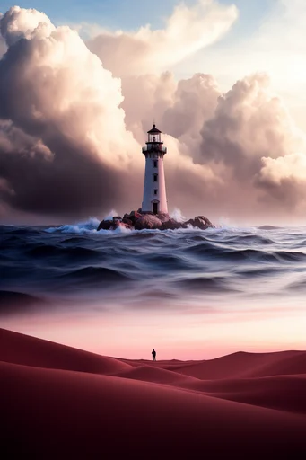 Surreal Crimson Sands style reference image — pastel twilight sky