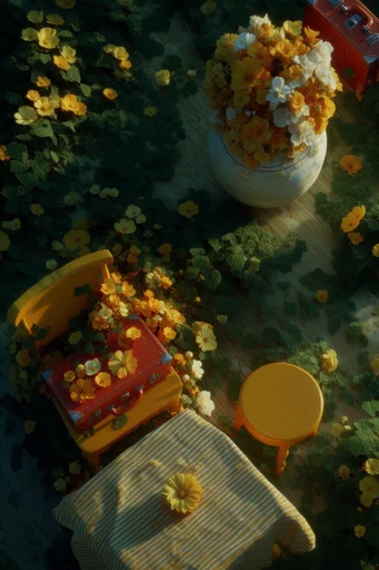 Biophilic Aerial Surrealism style reference image — top-down drone perspective