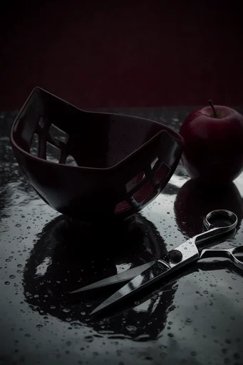 Cinematic Crimson Noir style reference image — glossy crimson automotive finish