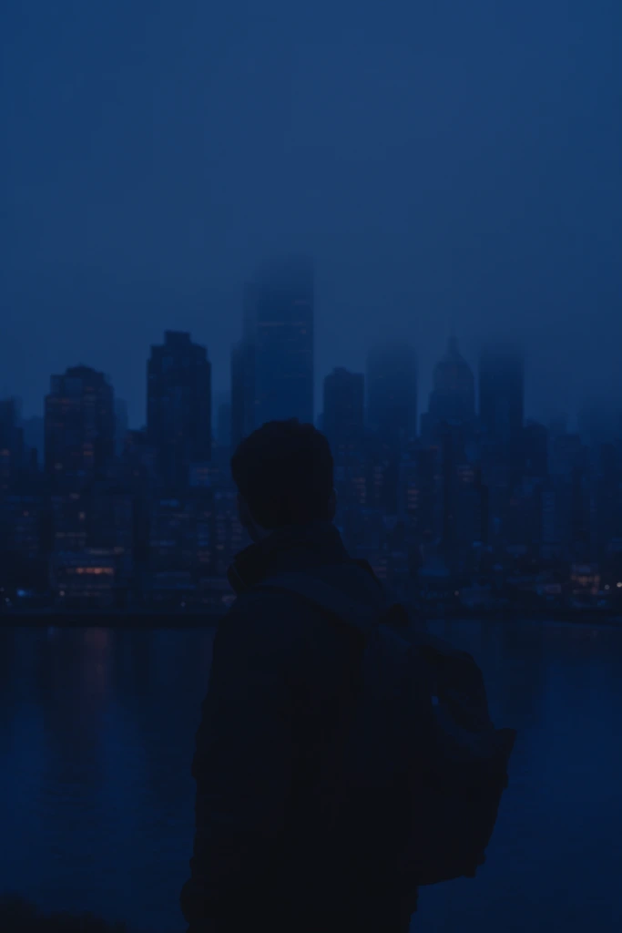 Cinematic Blue Solitude style AI image example 1