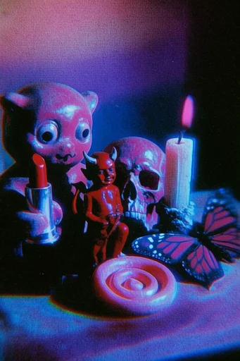 Neon Noir VHS style reference image — lo-fi VHS aesthetic