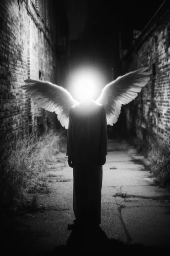 Luminous Noir Surrealism style reference image — high-contrast black and white