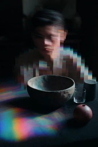 Kinetic Neon Glitch style reference image — motion blur