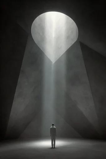 Monolithic Chiaroscuro Minimalism style reference image — geometric scale