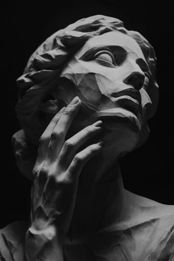 Monochrome Geometric Chiaroscuro moodboard — generate AI images in this style
