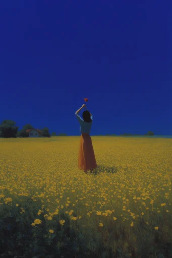 Saturated Surrealist Minimalism style reference image — dreamlike atmosphere
