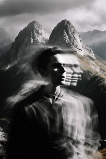 Kinetic Spectral Chiaroscuro style reference image — high-contrast monochrome