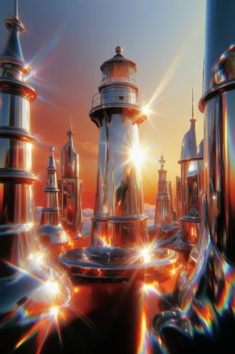 Prismatic Retro-Futuristic Dreamscape style reference image — chromatic aberration