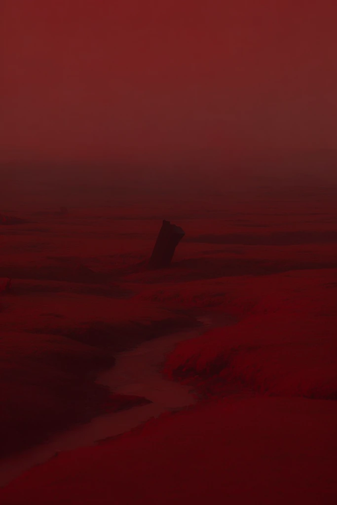 Monochromatic Crimson Noir style AI image example 2