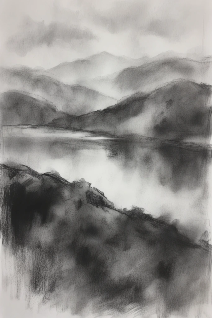 Atmospheric Ink Minimalism style AI image example 2