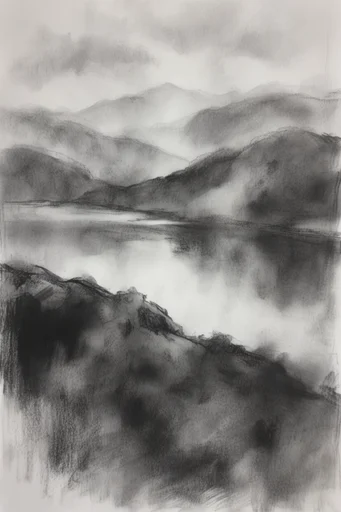 Atmospheric Ink Minimalism style AI image example 2