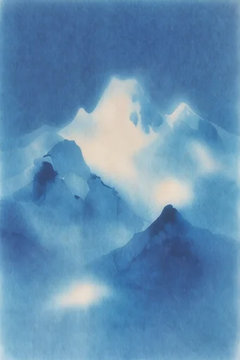 Nocturnal Ethereal Cyanotype style reference image — cyanotype texture