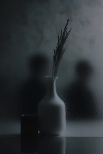 Cinematic Liminal Noir style reference image — frosted glass silhouette