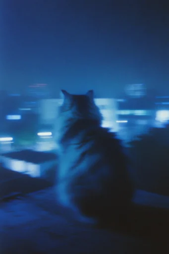 Kinetic Nocturnal Blur style reference image — neon cyan and electric blue