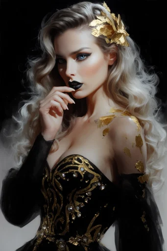Chiaroscuro Gold Surrealism style reference image — graphite and charcoal realism