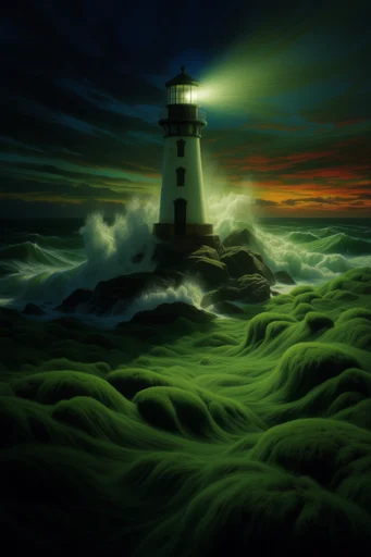 Surreal Verdant Biomorphism style reference image — high-contrast directional lighting