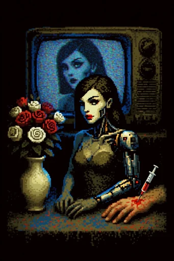 Analog Digital Liminality style reference image — dithered shading