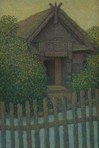 Ethereal Pointillist Storybook style AI image example 4