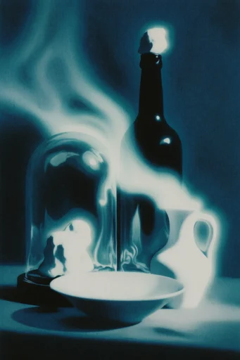 Spectral Cyan Nocturne style reference image — stark dark silhouette