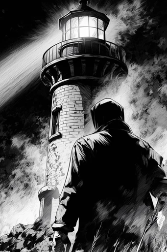 Cinematic Monochrome Noir style reference image — screentone textures