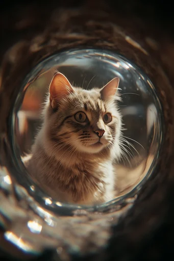 Refractive Surrealist Macro style reference image — water caustics
