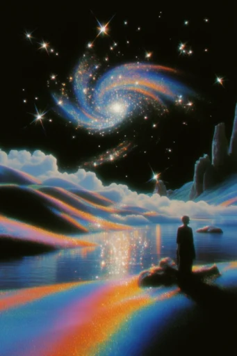Retro Cosmic Airbrush style reference image — retro-futuristic cosmic art