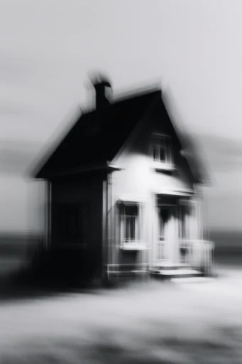 Fragmented Monochrome Surrealism style reference image — motion blur