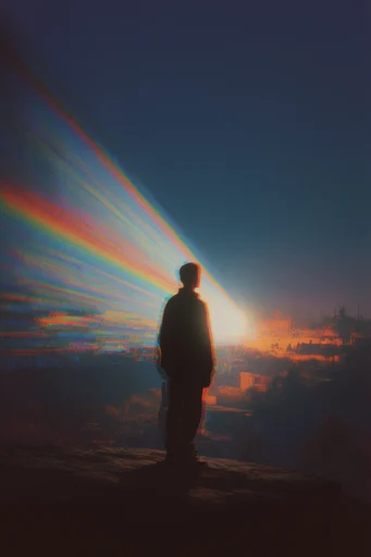 Prismatic Cosmic Surrealism style reference image — iridescent nebula