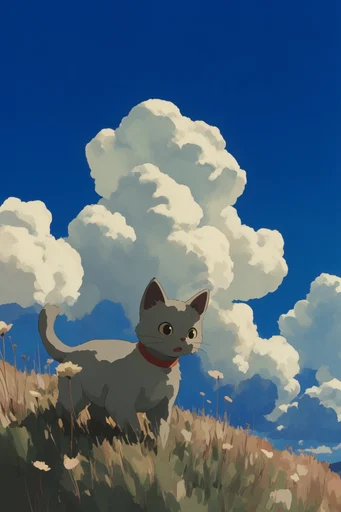 Nostalgic Anime Cloudscapes style reference image — high-contrast silhouette