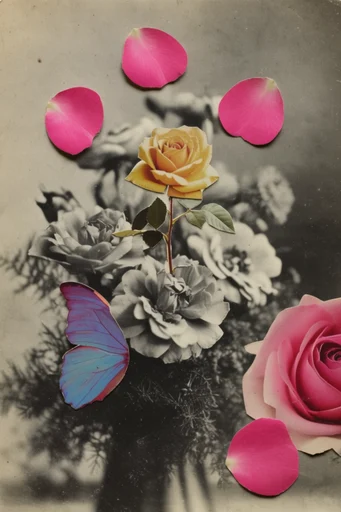 Surreal Analog Retro-Collage style reference image — mixed media art