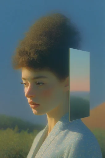 Reflective Surrealist Landscapes style reference image — minimalist dreamscape
