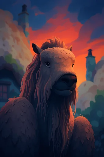Luminous Twilight Nostalgia style reference image — volumetric sunset clouds