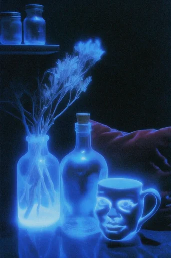 Electric Cobalt Noir style reference image — heavy film grain