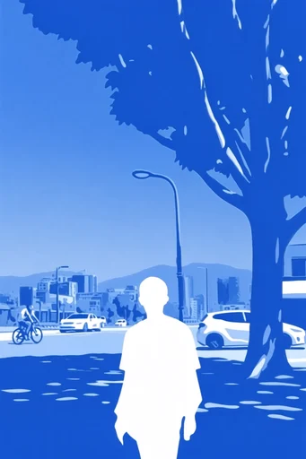 Electric Cobalt Minimalist style reference image — cobalt blue and white