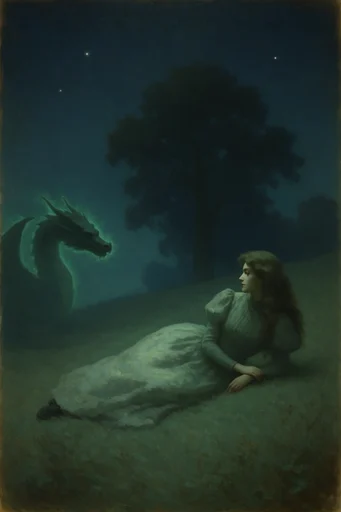 Hazy Nocturnal Tonalism style reference image — hazy atmospheric light