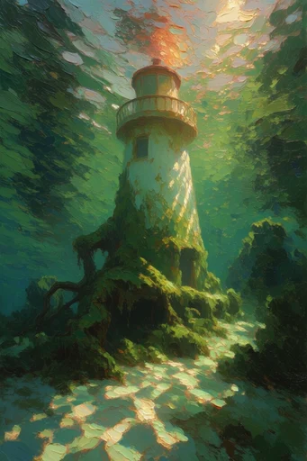 Luminous Impasto Atmosphere style reference image — emerald and teal palette