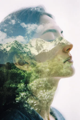 Ethereal Analog Silhouette style reference image — double exposure silhouette