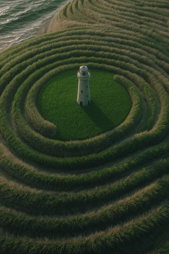 Surreal Botanical Minimalism style reference image — concentric geometric landscaping