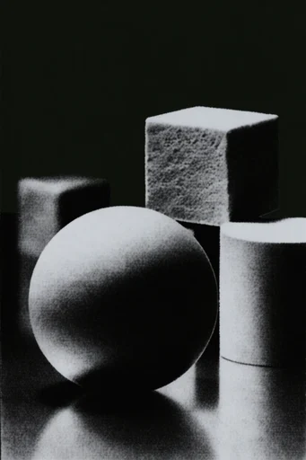 Gritty Monochrome Brutalism style reference image — gritty halftone texture