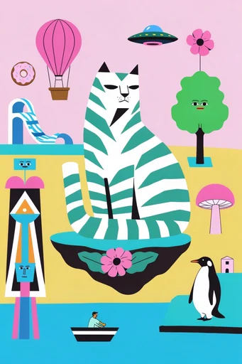 Graphic Surreal Pop style reference image — flat vector illustration