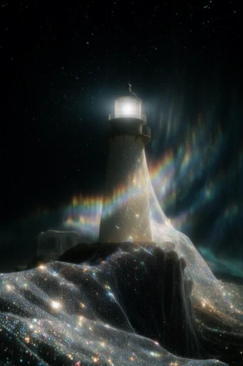 Luminous Cosmic Pointillism style reference image — prismatic light refraction