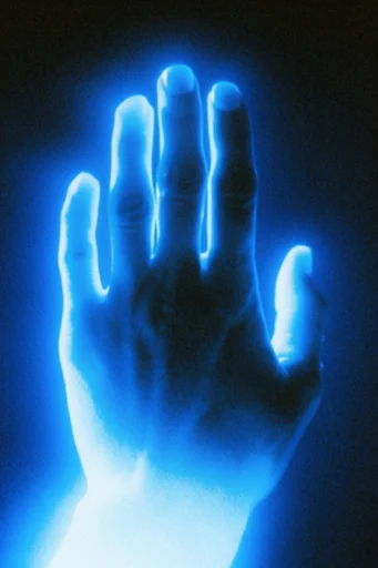 Luminescent Indigo Nocturne style reference image — heavy analog film grain