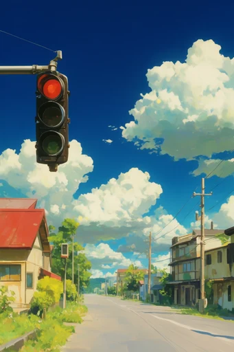 Nostalgic Summer Anime style reference image — cumulonimbus clouds
