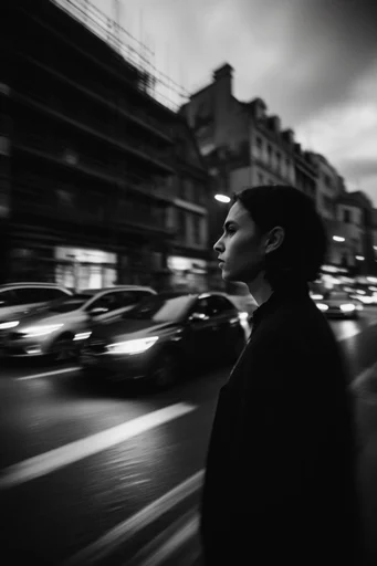 Spectral Noir Motion style reference image — high-contrast black and white photography