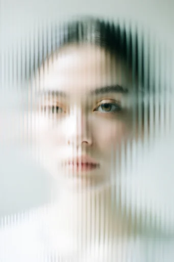Kinetic Fragmented Realism style reference image — ribbed glass refraction