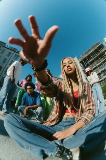Hyper-Distorted Urban Street style reference image — fisheye lens distortion