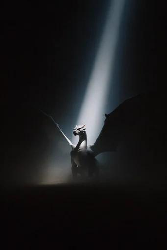 Cinematic Volumetric Noir style reference image — dramatic backlit silhouette