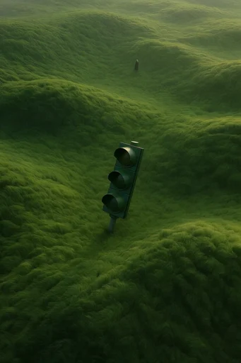 Surreal Velvet Verdancy style reference image — rolling organic hills