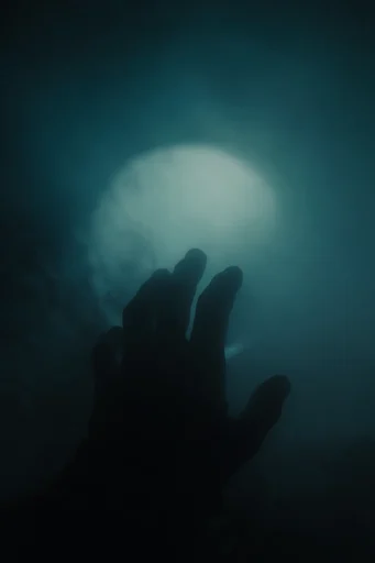Cinematic Liminal Fog style reference image — desaturated teal and charcoal